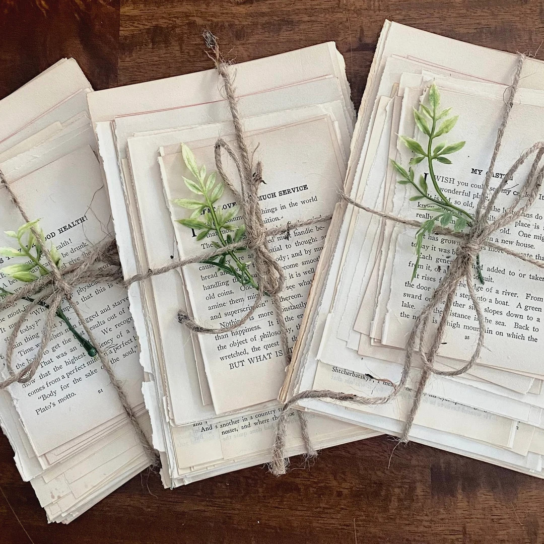 Vintage Book Page Bundle Book Themed Bridal Shower, Book Pages Wedding Centerpiece, Shabby Chic L... | Etsy (US)