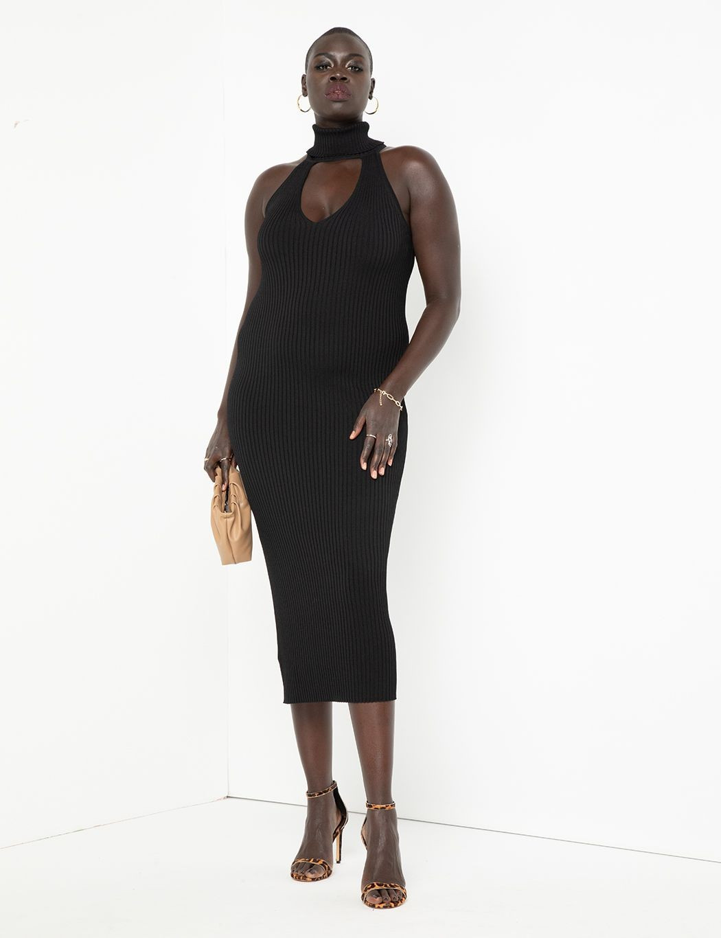 Turtleneck Sweater Dress With Cutout | Women's Plus Size Dresses | ELOQUII | Eloquii