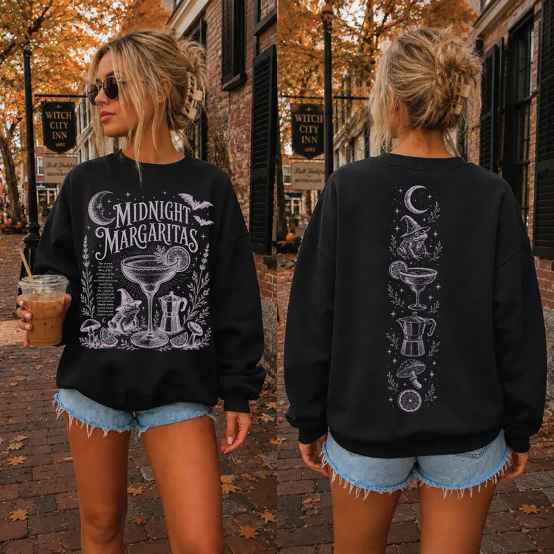 Midnight Margaritas Sweatshirt, Salt Rosemary Lavender Love Hoodie, Spooky Season Gift, Retro Hal... | Etsy (Global)