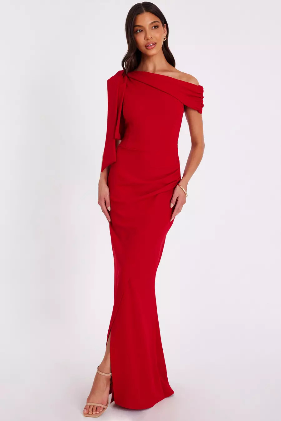 Home/Red Tie Shoulder Maxi Dress | Quiz Clothing