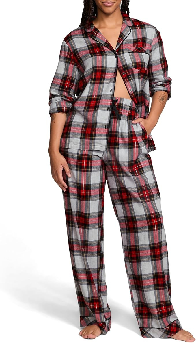 Victoria's Secret Flannel Pajama Set, Long Sleeve Button Down Shirt & Pants Set, Sleepwear for Wo... | Amazon (US)