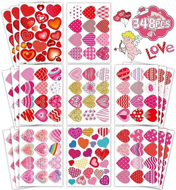 Heart Stickers for Kids, Valentines Day Colorful Heart Stickers Valentine's Day Love Decorative S... | Amazon (US)