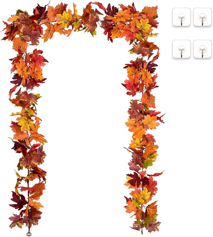 DearHouse 2 Pack Fall Garland Maple Leaf, 5.9Ft/Piece 7 Colors Hanging Vine Garland Artificial Au... | Amazon (US)