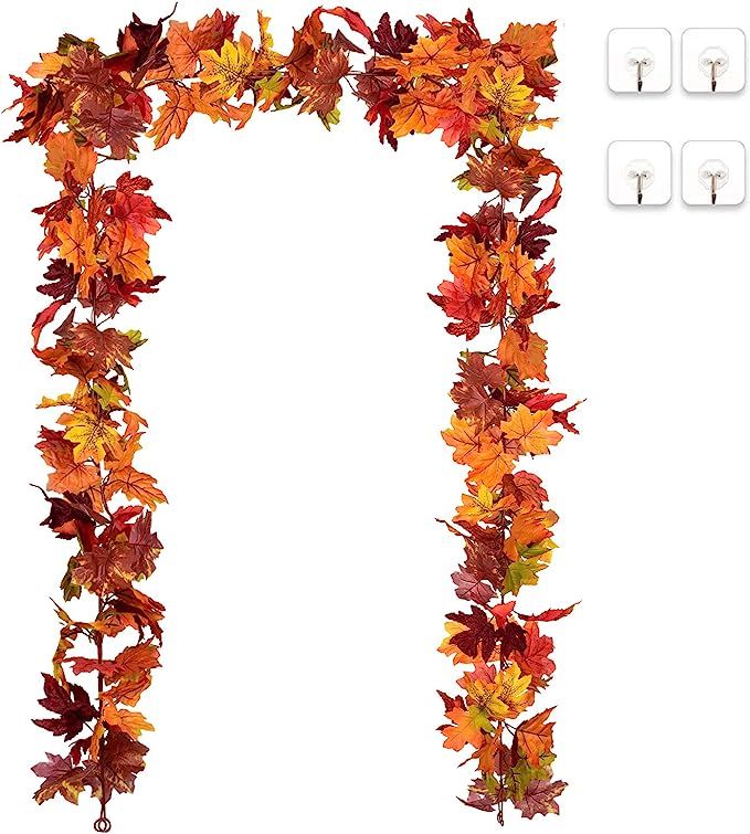 DearHouse 2 Pack Fall Garland Maple Leaf, 5.9Ft/Piece 7 Colors Hanging Vine Garland Artificial Au... | Amazon (US)