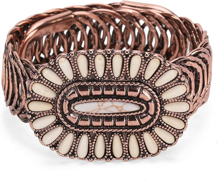 Montana West Rustic Couture's Bohemian Turquoise Cuff Bangle Bracelets for Women Cowgirl | Amazon (US)