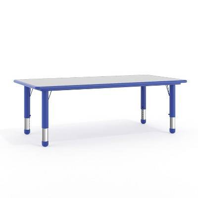 Flash Furniture Wren 23.625''W x 47.25''L Rectangular Blue Plastic Height Adjustable Activity Table with Grey Top | Target