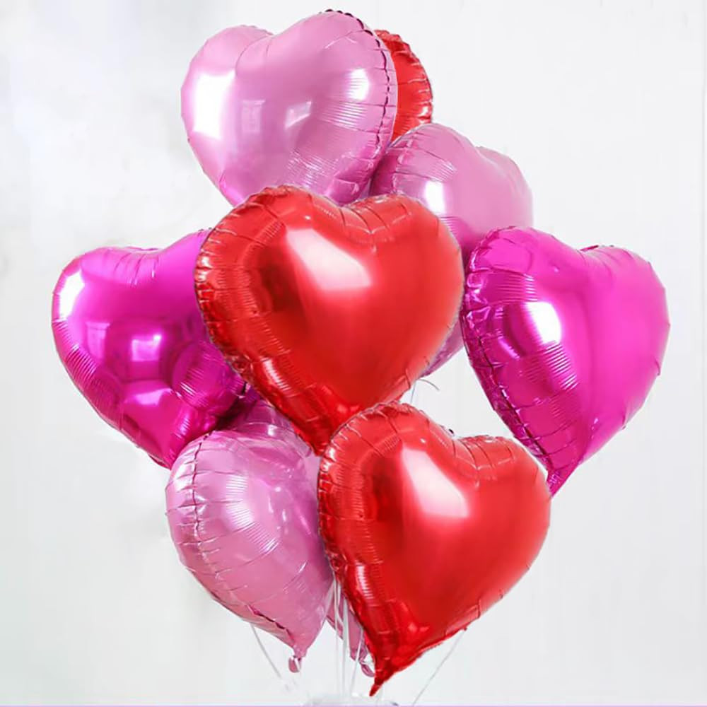 Valentines Day Balloons 30pcs Red and Pink Heart Balloons 18 inch Red Hot Pink and Light Pink Foi... | Amazon (US)