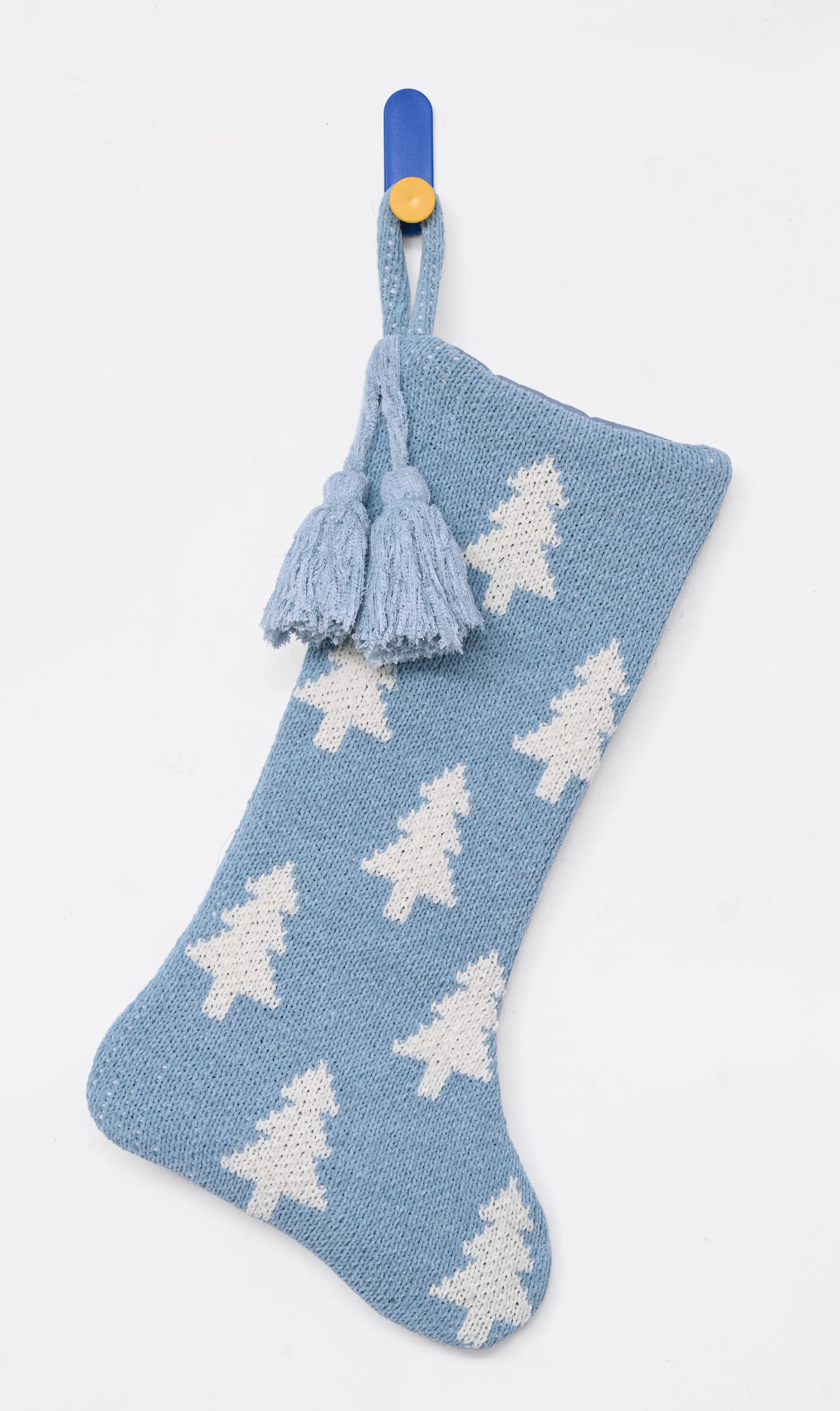Knit Tree Christmas Stocking, Blue and White, 21", by Holiday Time | Walmart (US)