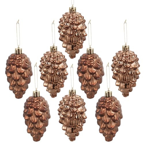 Christmas Pinecone Ornaments, 8pcs Glitter Pinecone Hanging Ornaments, Plastic Fall Hanging Pinecone Ornament for Christmas Tree | Amazon (US)