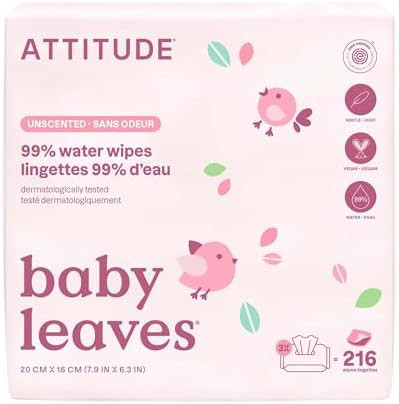 ATTITUDE Toallitas de agua para bebés, verificadas por EWG, seguras para recién nacidos, sin pe... | Amazon (US)