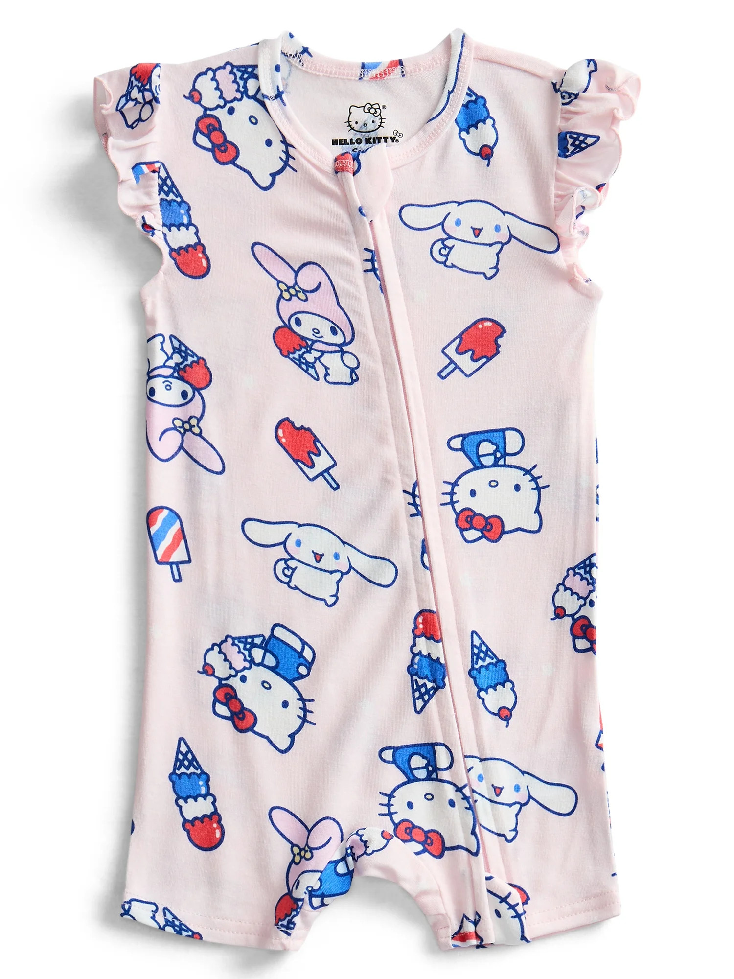 Hello Kitty Baby Girls Cozy and Comfortable Patriotic Americana Shortie Romper, Sizes NB-24M - Wa... | Walmart (US)