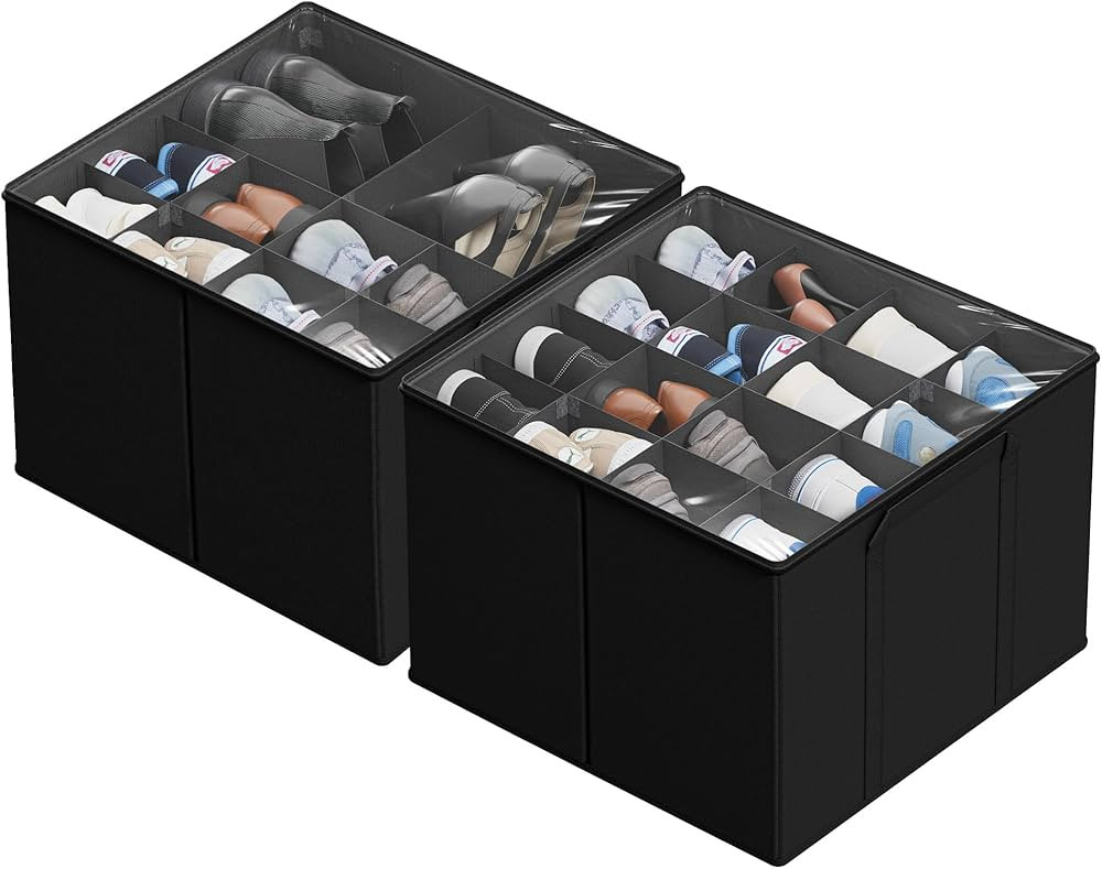 SUOCO 2 Pack Shoe Organizer for Closet, Fits up to 32 Pairs, Small Space Shoe Storage Boxes Bins ... | Amazon (US)