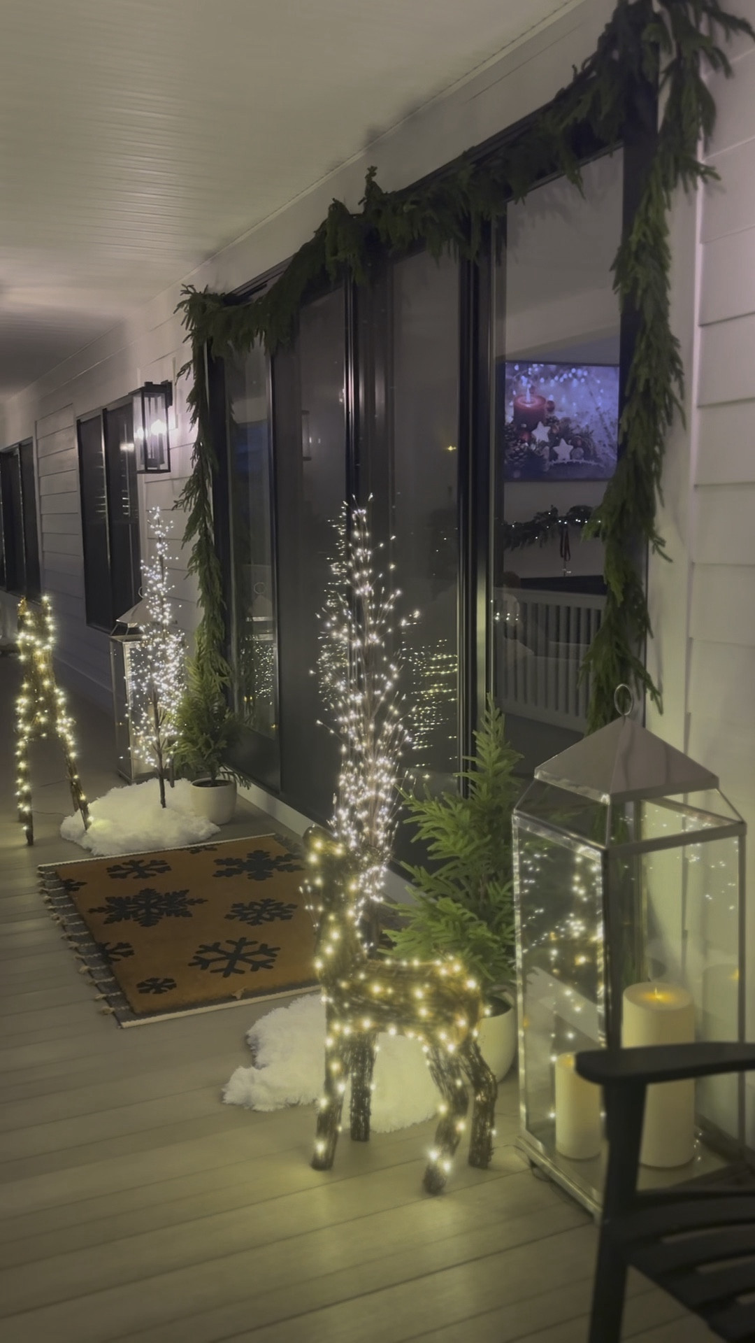 A glance at my Christmas front porch coming along! Is there such thing as too many twinkle lights?? 😍✨🦌 

Christmas Front Porch | Twinkle Lights | Pottery Barn Rattan Twinkle Deer | Amazon twinkle trees | faux fur throw | Christmas porch inspo | Norfolk pine | Afloral Garland | Doormat Decor doormat | Christmas door mat | pottery barn twinkle trees 

#LTKSeasonal #LTKHoliday #LTKhome