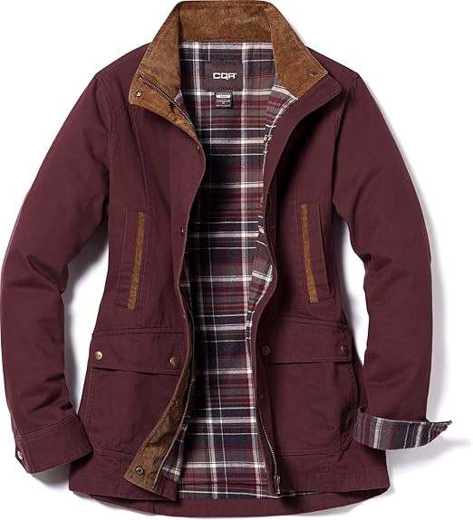 CQR Women's Twill All Cotton Flannel Shirt Jacket, Soft Long Sleeve Shirts, Corduroy Lined Outdoo... | Amazon (US)