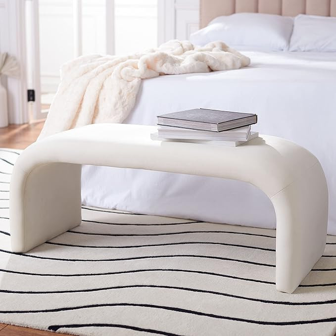 SAFAVIEH Home Collection Tenko Modern Cream Velvet Bench (Fully Assembled) BCH1300A | Amazon (US)