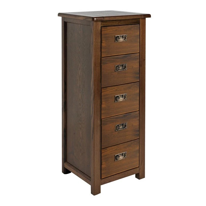 Boston 5 Drawer Tall Narrow Wooden Narrow Chest of Drawers Tallboy Dark Wood | eBay UK