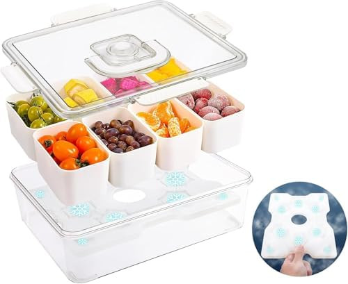 Snackle Box Container With Ice Pack，Chilled Serving Tray，Snackle Box With Ice Pack & Lid & 8 ... | Amazon (US)