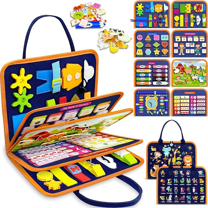 Exorany Busy Board Montessori Toys for Toddler Boy & Girl Birthday Gifts, Busy Book Learning Sens... | Amazon (US)