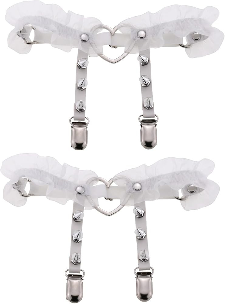 2PCs Adjustable Lace Heart Thigh Garter with Anti-Slip Clasps, Elastic Leg Garter Belt for Women,... | Amazon (US)