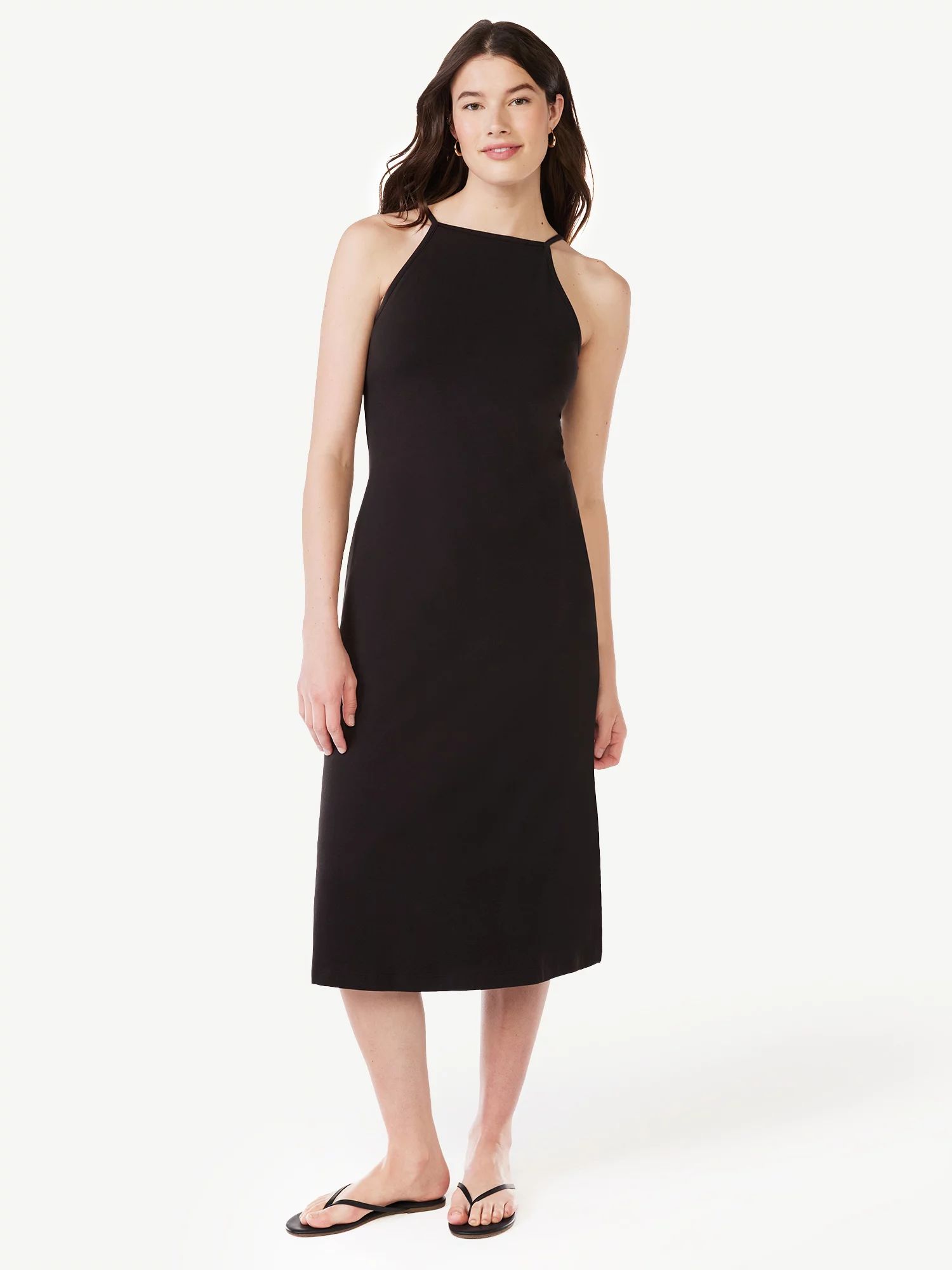 Free Assembly Sleeveless Halter Midi Dress, Sizes XS-XXL | Walmart (US)
