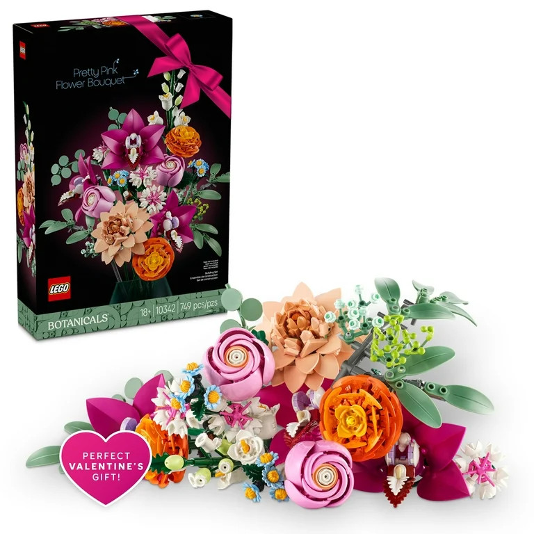 LEGO Botanicals Pretty Pink Flower Bouquet Building Set for Adults - Artificial Flowers for Home ... | Walmart (US)