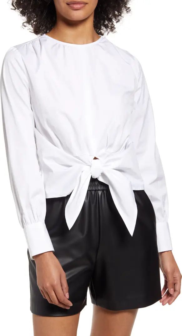 Halogen® Tie Waist Poplin Top | Nordstrom | Nordstrom