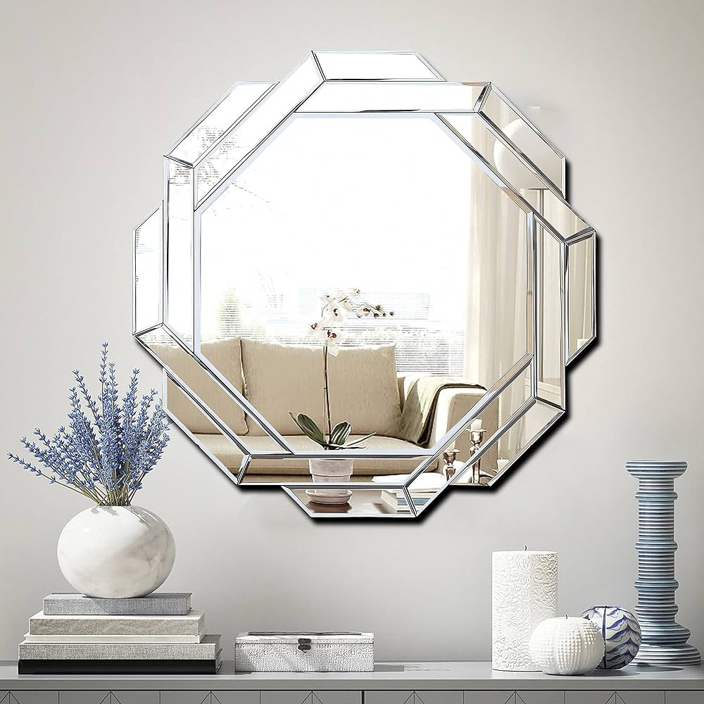 FYWDGLART Hlartdecor Helicoid Frameless Beveled Decor Silver Polished Mirror for Wall Decorating(... | Amazon (US)