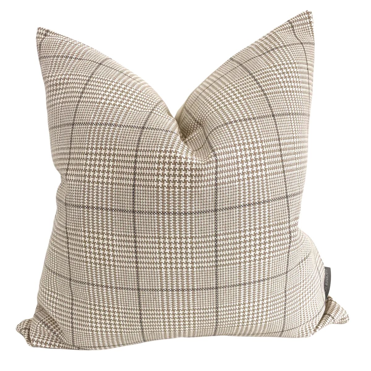 Plaid Windowpane | Taupe Pillow Cover 26"x26" (ON THE SHELF) | Hackner Home (US)