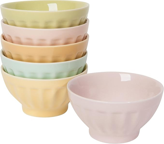 Now Designs Flora Stoneware Sundae Bar Bowls, Set of 6, 4 oz | Amazon (US)