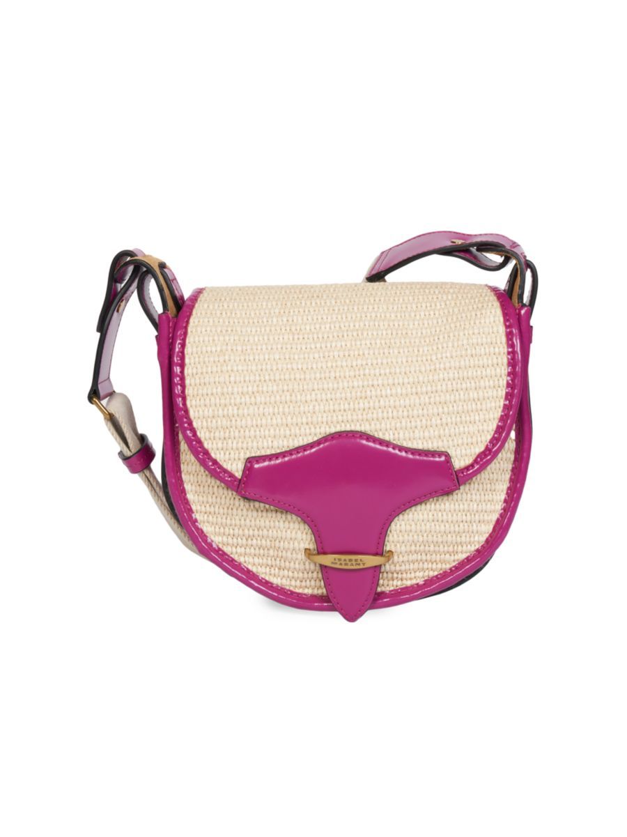 Botsy Raffia & Patent Leather Shoulder Bag | Saks Fifth Avenue