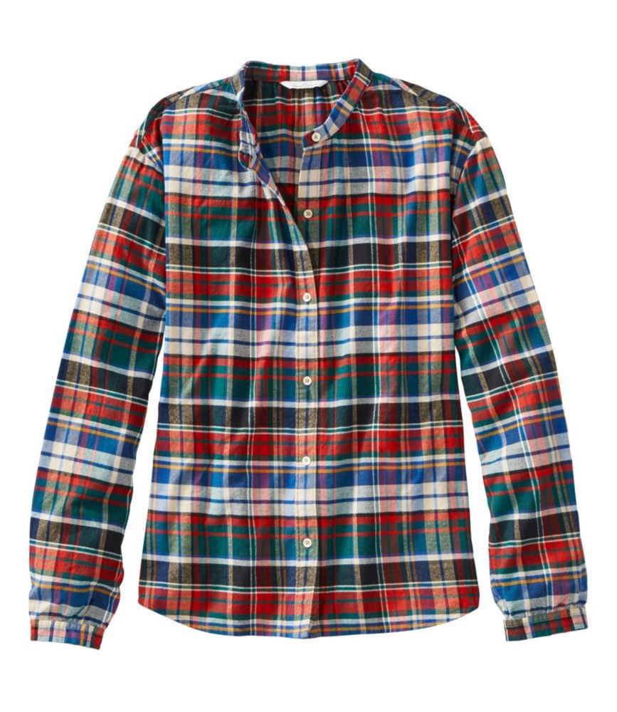 Women's Signature Lightweight Flannel Shirt, Collarless Multi Color Small | L.L. Bean