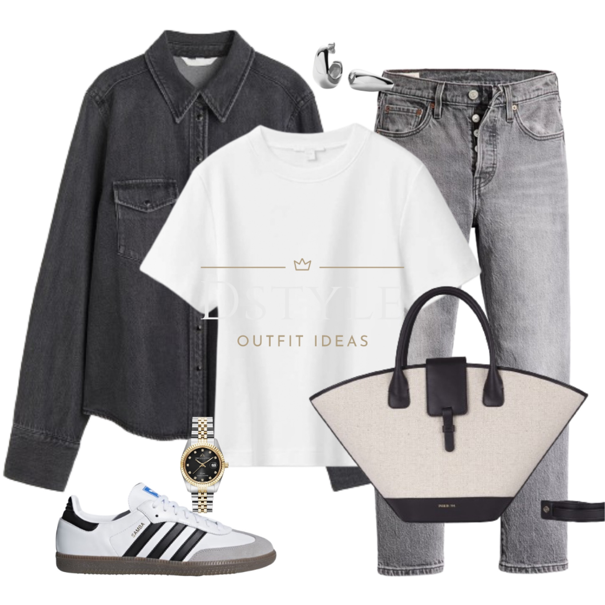 Dark grey denim shirt, basic white t-shirt, grey cropped jeans, Paris64 bag, Adidas Samba, comfort and style, ootd, stylish layering, outfit details, spring look

#LTKfindsunder50 #LTKshoecrush #LTKitbag