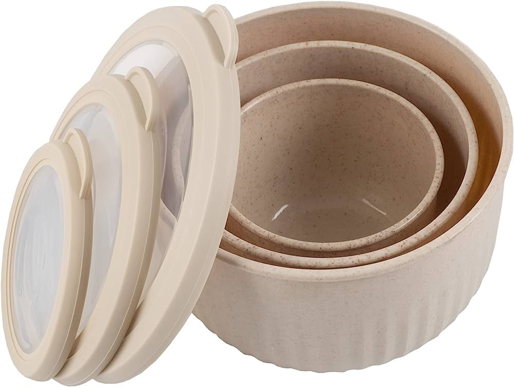 Classic Cuisine Set of 3 Bowls with Lids - Microwave, Freezer, and Fridge Safe Nesting Mixing Bow... | Amazon (US)