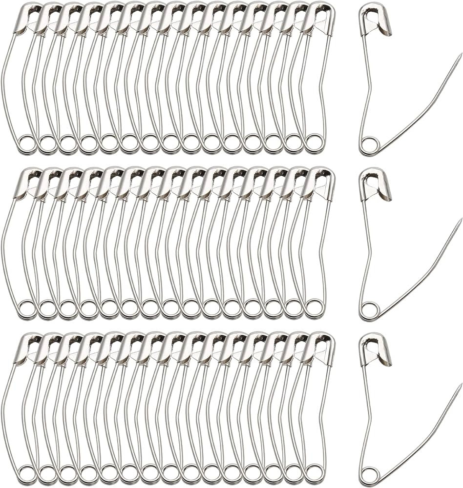 Qjaiune 100Pcs Curved Safety Pins Size 3, 2" / 50mm Quilting Basting Pins, Bent Safety Pins for Q... | Amazon (US)