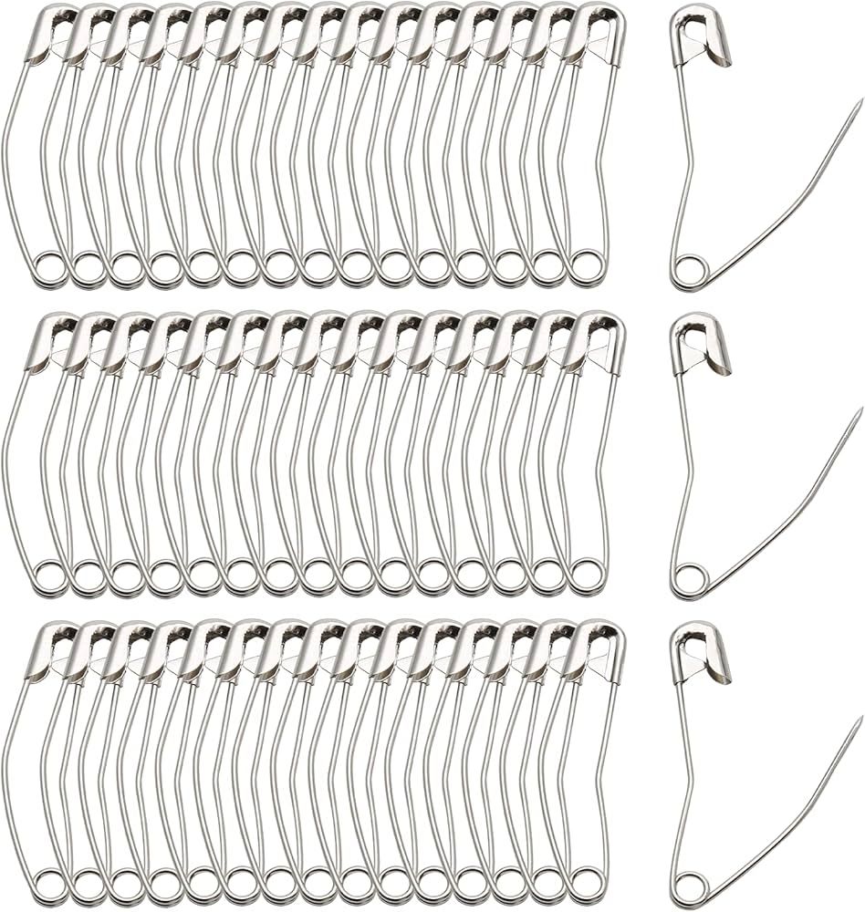 Qjaiune 100Pcs Curved Safety Pins Size 3, 2" / 50mm Quilting Basting Pins, Bent Safety Pins for Q... | Amazon (US)