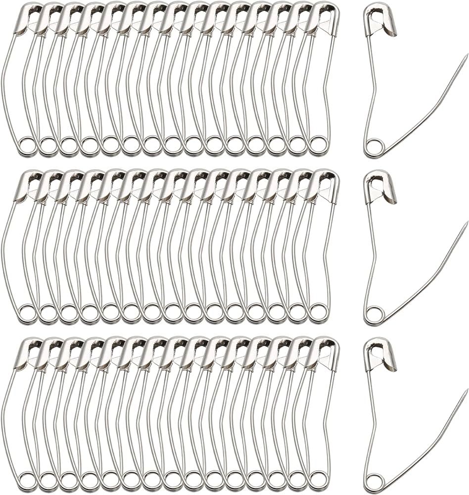 Qjaiune 100Pcs Curved Safety Pins Size 3, 2" / 50mm Quilting Basting Pins, Bent Safety Pins for Q... | Amazon (US)