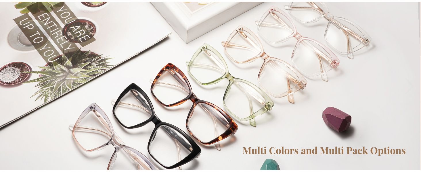 AMOMOMA Trendy TR90 Oversized Blue Light Reading Glasses Women,Stylish Square Cat Eye Glasses AM6... | Amazon (US)
