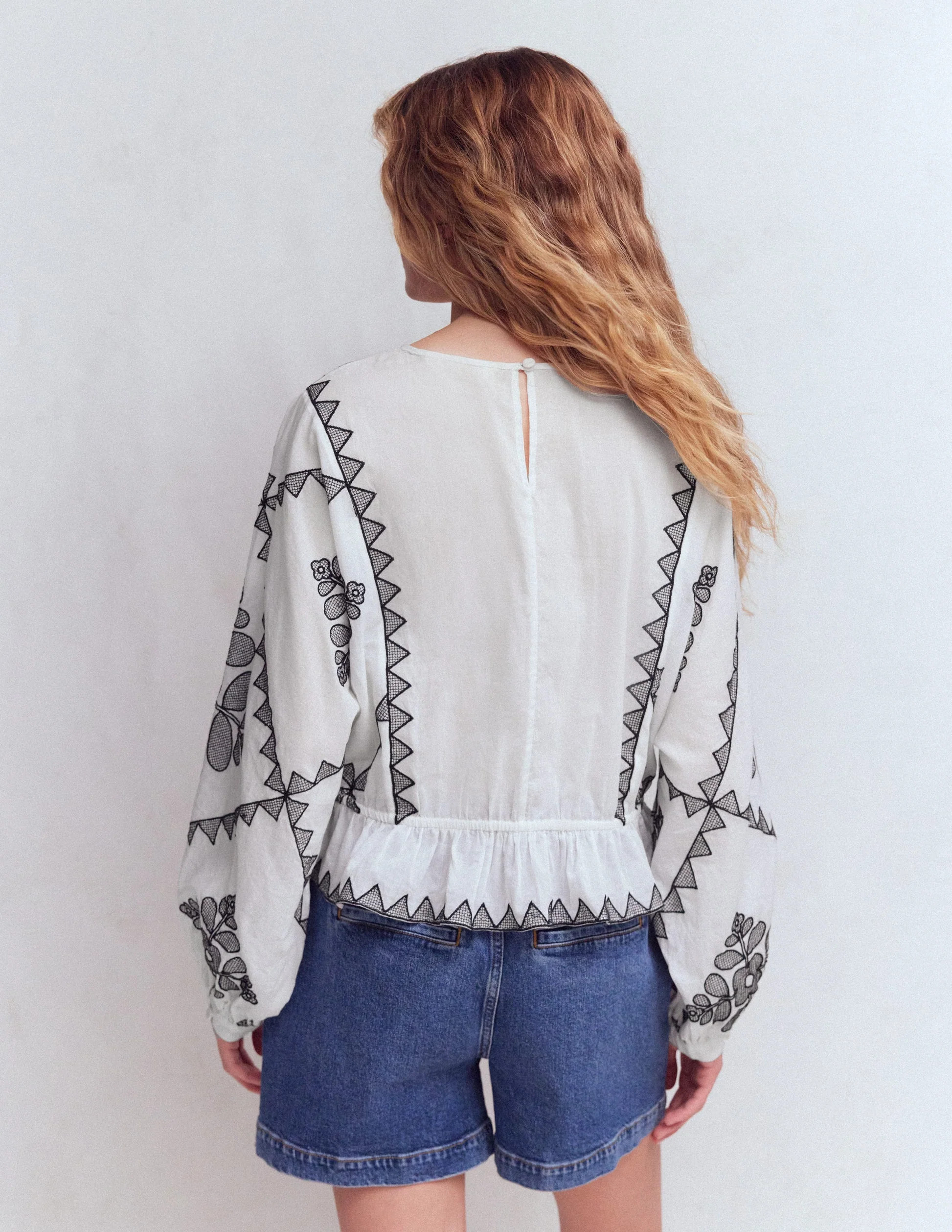 Embroidered Vacation Top-Ivory | Boden (US)