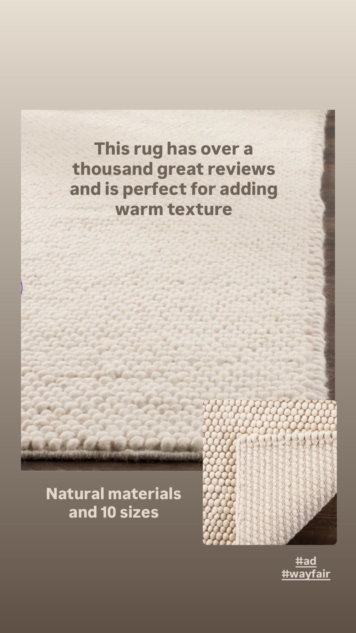 Cosy textures make a room come together. This beautiful rug has over a thousand excellent reviews, is made with natural materials and has 10 size options. 
@Wayfair  AD. 

#LTKuk #LTKhome