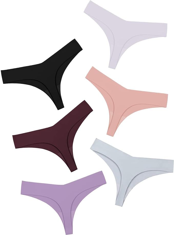 DEANGELMON Seamless Thongs for Women No Show Thong Underwear Women Comfortable Multiple Pack | Amazon (US)