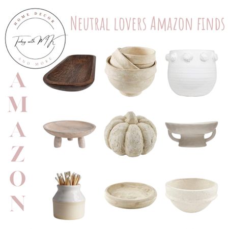 Neutral lover’s Amazon finds
.
Wooden bowl, dough bowl, paper mache bowls, match holder, clay pumpkin, pedestal bowl, footed bowl, wooden footed bowl
.
Follow @todaywithmk on Instagram for daily decorating inspo.

#LTKhome