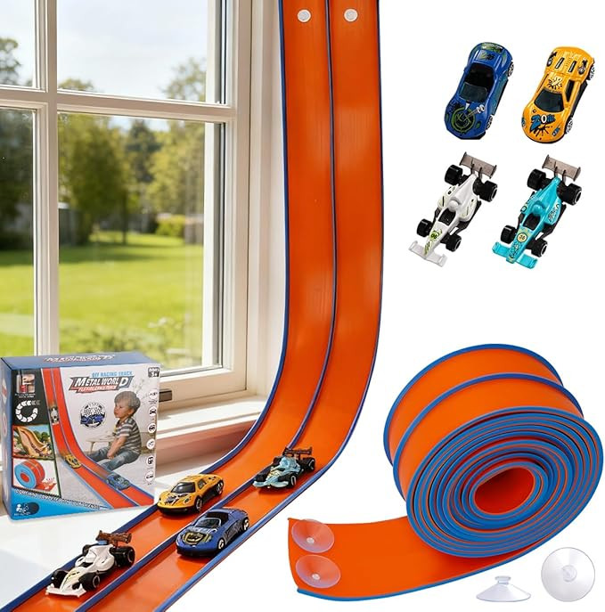 Flex Race Car Track 15 Ft Starter Set for Kids Age 3+, Rolls Up Portable Track Playsets Compatibl... | Amazon (US)
