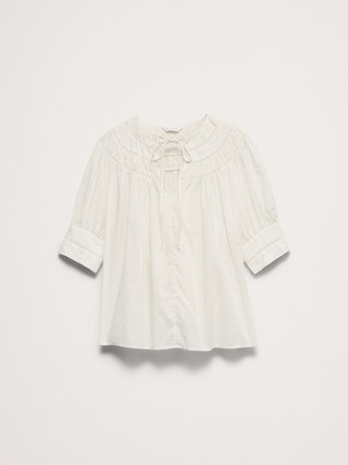 Lightweight Cotton Inset Lace Top | Banana Republic (US)