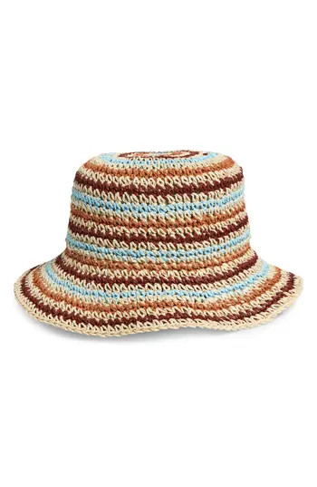 Treasure & Bond Stripe Crochet Bucket Hat in Rust Combo at Nordstrom Rack | Nordstrom Rack