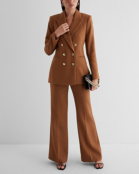 Flannel Double Breasted Novelty Button Blazer | Express