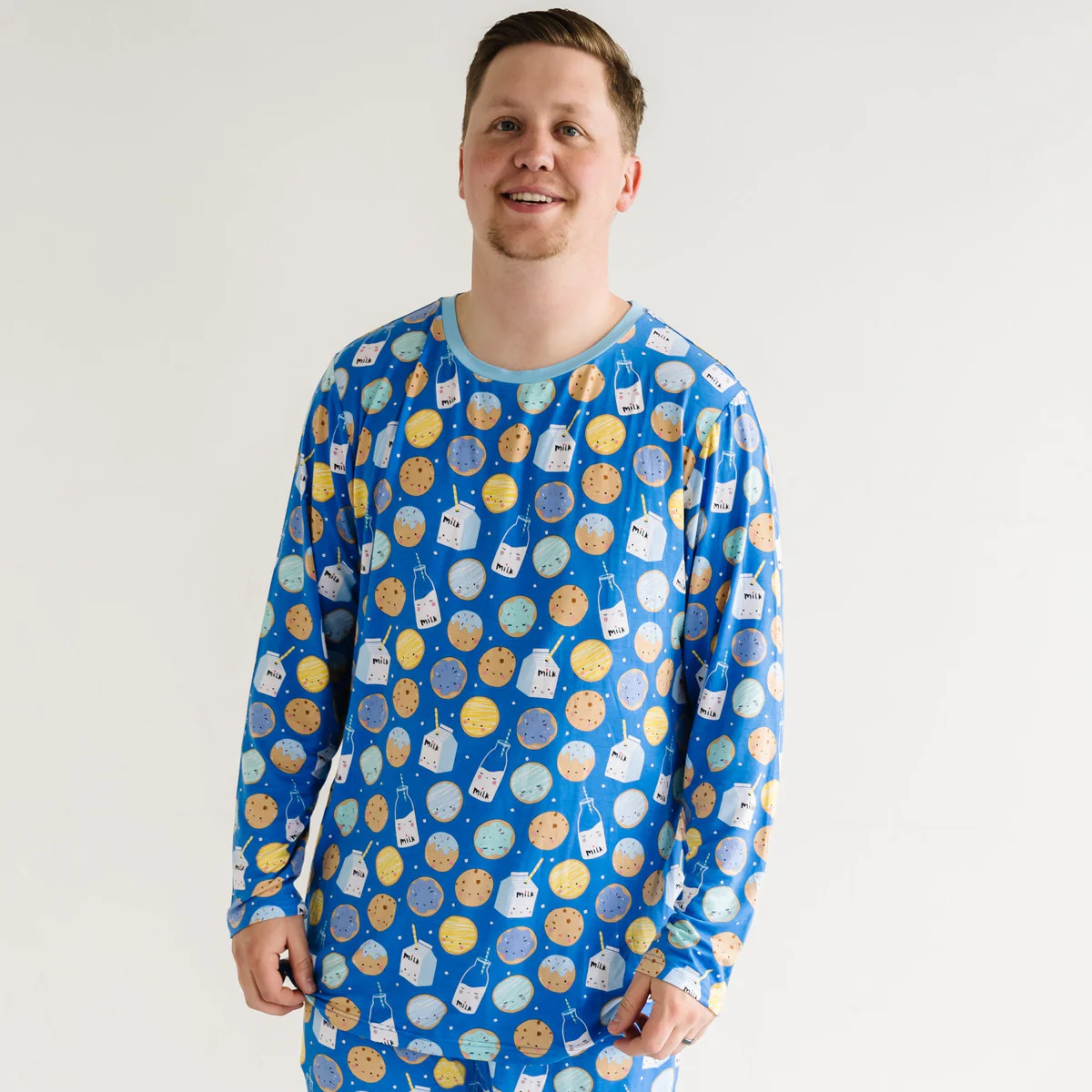 Blue Cookies & Milk Men's Pajama Top | Little Sleepies
