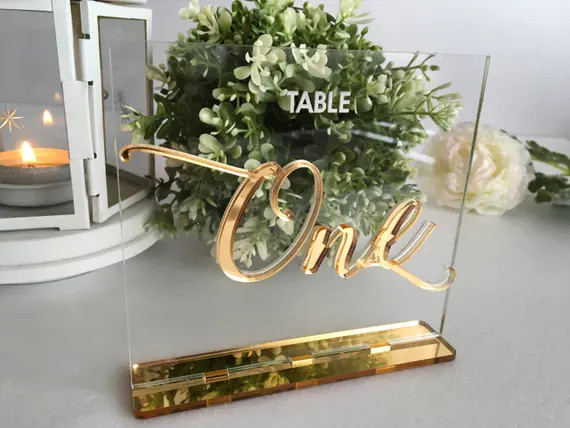 Wedding Table Number Holders Calligraphy Personalized Gold - Etsy | Etsy (US)