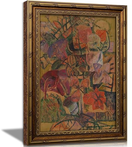 Vintage Gold Framed Abstract Floral Wall Art, Maximalism Flowers Painting Canvas Prints, Colorful Geometric Botanical Floral Bouquet Wall Decor, Modern Aesthetics Poster Artwork for Living Room Office, 9x11in | Amazon (US)