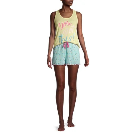 Secret Treasures Women's and Women's Plus Whisperluxe Lettuce Hem Tank & Short Set, 2-Piece | Walmart (US)