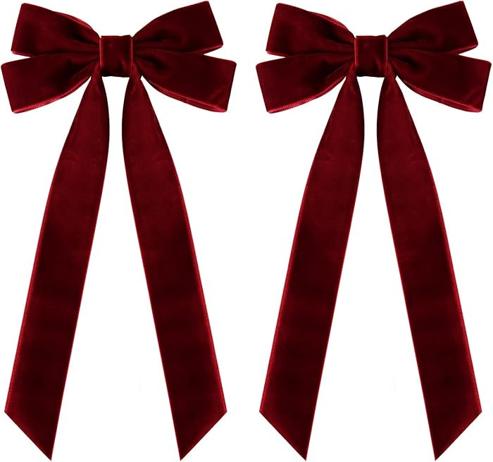 2PCS Velvet Hair Bows Red Hair Ribbon Clips Big Fall Alligator Clips Hair Accessories for Women G... | Amazon (US)